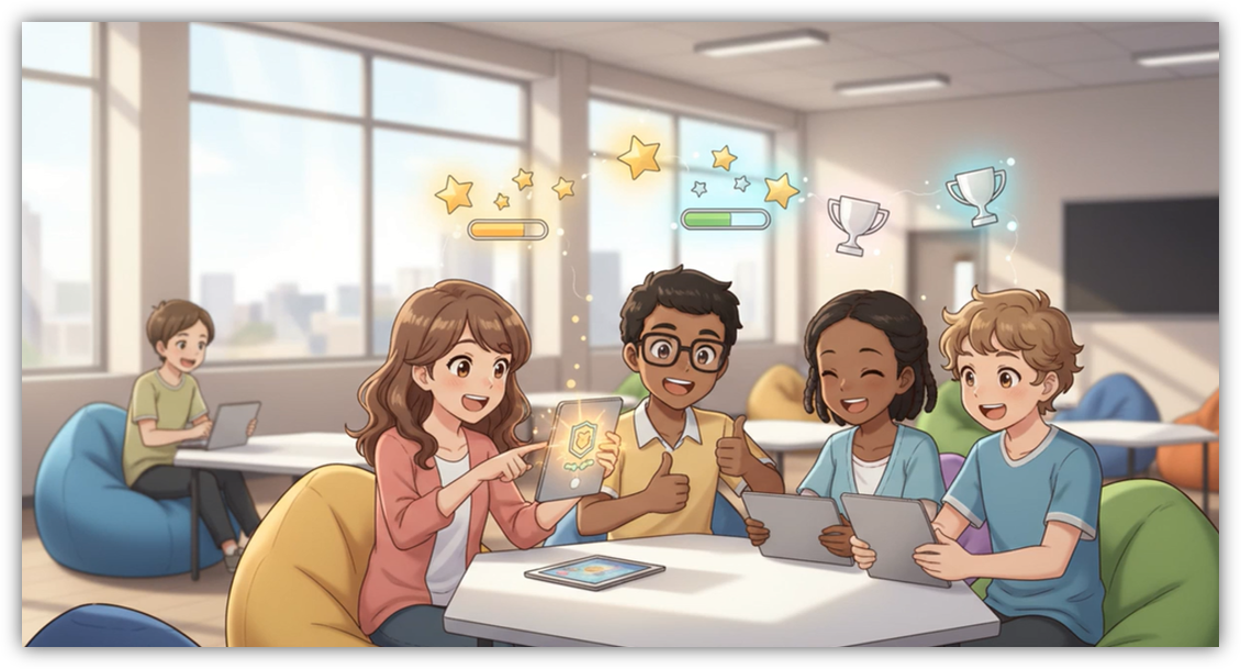 Élève lisant sur tablette