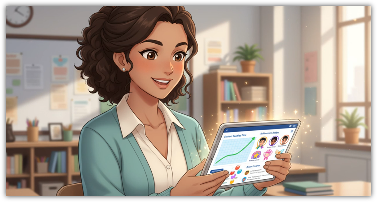 Élève lisant sur tablette